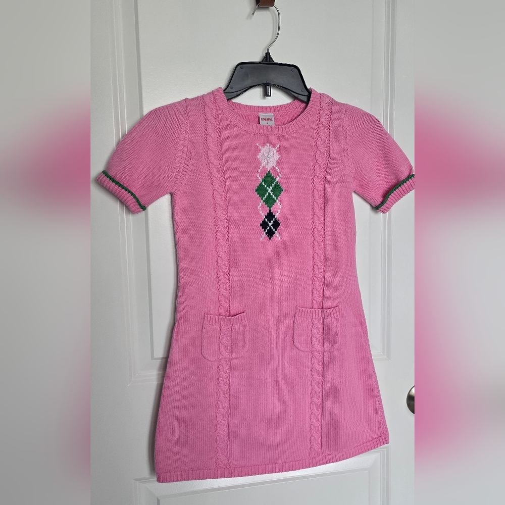 Gymboree Pink Cable Knit‎ Argyle Sweater Dress Size 8